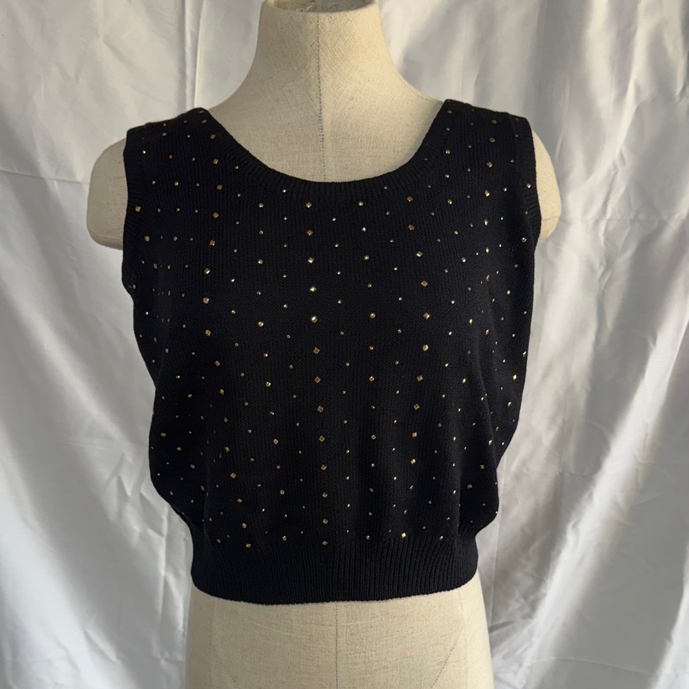 St John black and gold stud tank